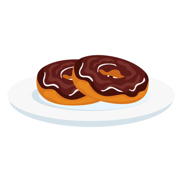Donuts on plate design, sweet food and dessert theme Vector illustration