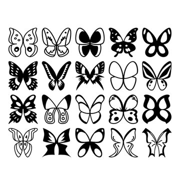 set of butterfly icons