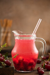 homemade cherry juice with honey and cinnamon