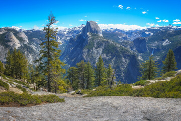 hiking to glacier point in yosemite national park in california, usa