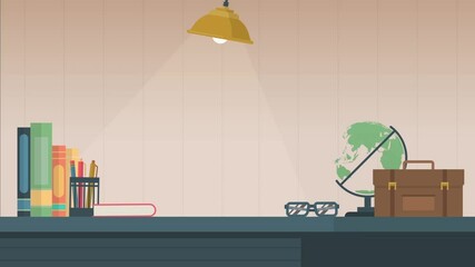 Loop animated background Education Study Table Teacher Day Back to School