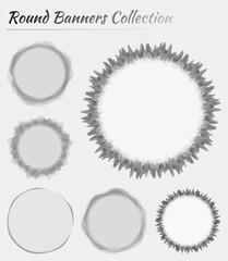 Round badges collection. Circular backgrounds in grey colors. Cool vector illustration.