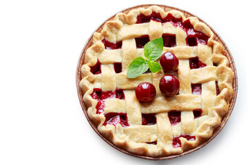cherry pie isolated on a white background