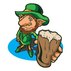 leprechaun holding beer mug