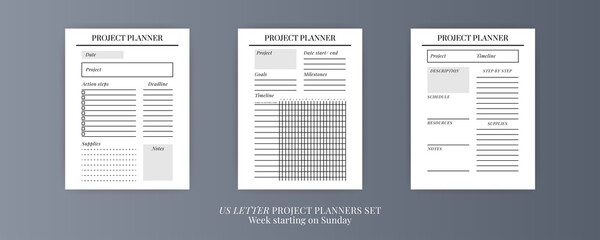 Planner sheet vector. Printable vertical notebook page