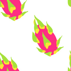 Fototapeta premium Exotic fruit pattern. Vector seamless background made in funny doodle style. Clipart food elements. Hand painted elements.