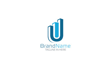 Letter U logo formed with financial chart symbol in minimalist and modern shape