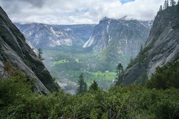 hiking the upper yosemite falls trail in yosemite national park in california, usa