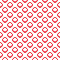 Seamless geometric patterns with with maple leafs in circle shapes