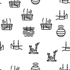 Physical Therapy And Recovery Seamless Pattern Vector Thin Line. Illustrations