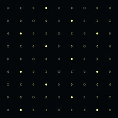 Moon themed real seamless pattern wit line art style icons representinf moon phases