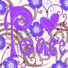 Fun Abstract Retro sixty's seventy's I LOVE YOU , LOVE, PEACE, Hippie sychodelic hand drawn floral colorful  decorative design original artwork Valentine  WORD calligraphy