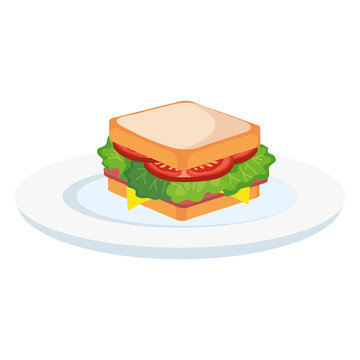 sandwich on plate design, food eat restaurant and menu theme Vector illustration