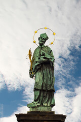 Statue of John of Nepomuk on Charles Bridge in Prague, Czech Republic