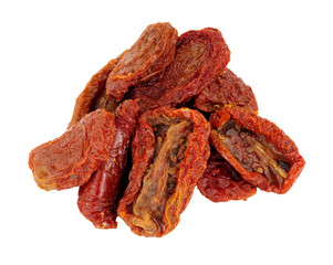Group of sun dried tomatoes isolated on a white background