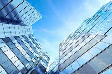 Abstract of futuristic architecture, Skyscraper glass office building. 3D render.	
