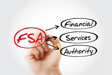 FSA - Financial Services Authority acronym, business concept background