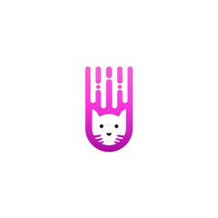 Fototapeta premium Logo template of modern cat. Simple flat style. Vector logo template ready for use.