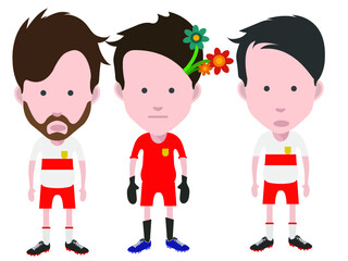 Football players, and goalkeeper. 