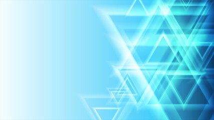 Bright blue abstract triangles geometric background
