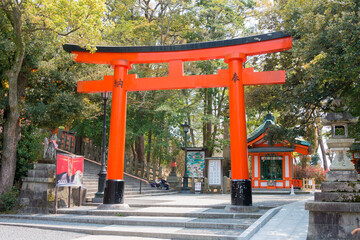 Fushimi Inari-taisha Shrine in Fushimi, Kyoto, Japan. Fushimi Inari Taisha is Kyoto's most important Shinto shrine and one of its most impressive attractions.