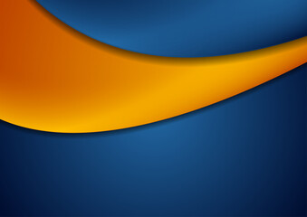High contrast blue and orange glossy waves. Abstract modern graphic vector corporate background