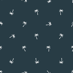 Palm trees silhouette. Coconut tree silhouette. Seamless vector illustration set of tropical trees on blue background.