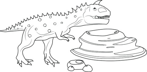 carnotaurus dinosaur thorn spike on its body hunting walking looking for food fun education learning