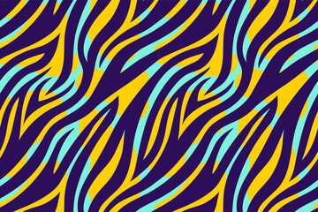 Trendy abstract color tiger pattern background. Hand drawn fashionable wild animal skin texture for fashion print design, cover, banner, wallpaper. Vector illustration