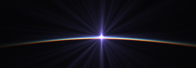 Earth sunrise from space over cloudy ocean. 3d rendering © aleksandar nakovski