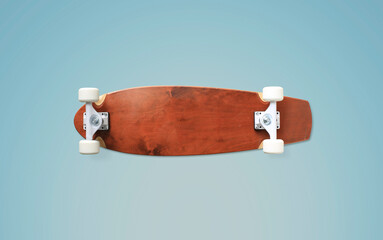 Skateboard, classic maple skateboard with white wheels - obrazy, fototapety, plakaty