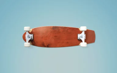 Gordijnen Skateboard, classic maple skateboard with white wheels © Zarya Maxim
