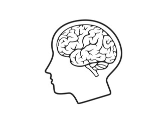 head with brain icon. mind, psychology and medical neurology symbol - obrazy, fototapety, plakaty