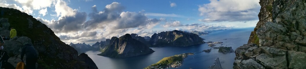 Fototapeta na wymiar Reinebringen Lofoten Hiking Trial Reine Scenic Spectacular View Northern Norway