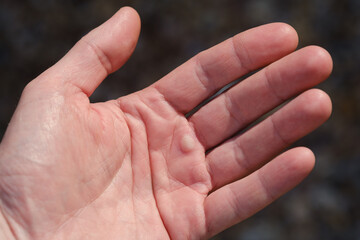 Close up of calloused male hands.