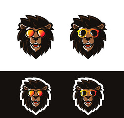cool lion logo, animal mascot, lion illustration character, esport logo