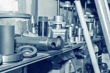 old Metalworking machine, manufactured in the middle of the last century, is still in good condition. The use of old technologies in times of crisis and stagnation