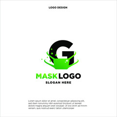 Initial letter G logo template with mask or shield illustration in flat design monogram symbol