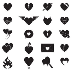 collection of heart shaped icons