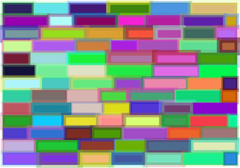 Multicolor rectangles vector background  like a wall with lots of colorful bricks and colorful borders with different with and transparency