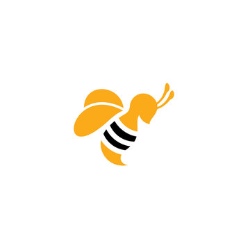 Logo template of modern bee. Simple flat style. Vector logo template ready for use.