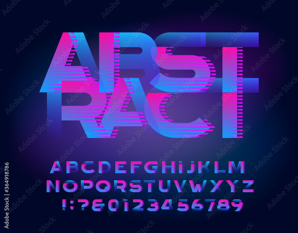 Fototapete abstract alphabet typescript. modern letters and numbers. stock vector alphabet for your typography 