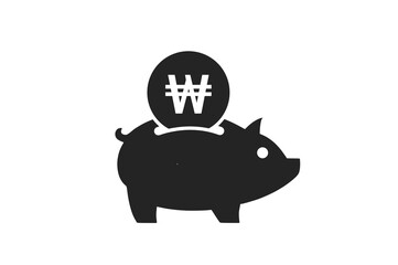 save korean won icon. korean money piggy bank. banking and finance symbol