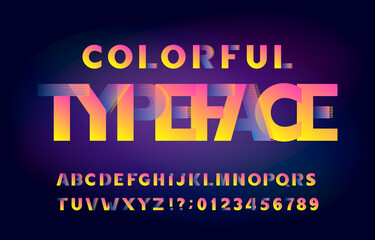 Obraz premium Colorful typeface font. Abstract letters and numbers. Stock vector alphabet for your typography design. Abstract blurred background.