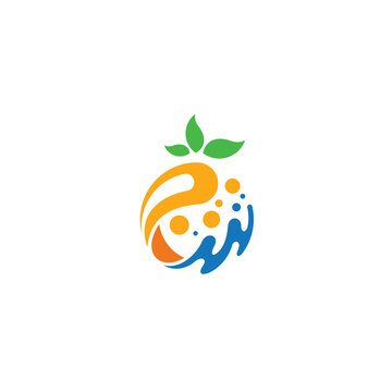 Logo template of fruit and water. Simple flat style. Vector logo template ready for use.