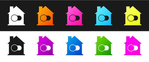 Set Smart home icon isolated on black and white background. Remote control. Vector.