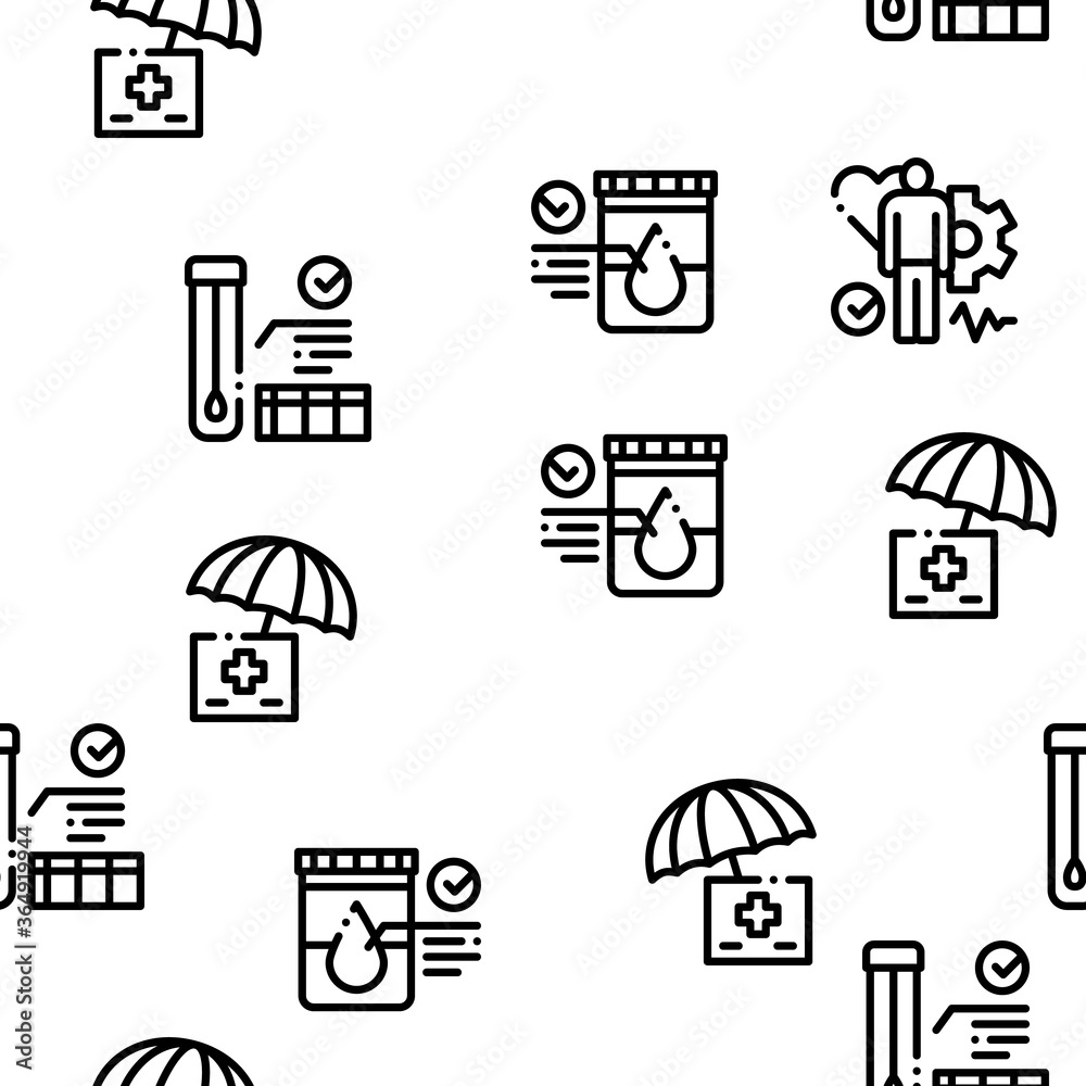 Poster Health Checkup Medical Seamless Pattern Vector Thin Line. Illustrations