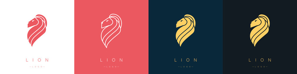 Set of lion logos. Vector illustration
