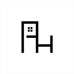 P H Initial building logo concept , logo letter ph line , logo ph combination 
