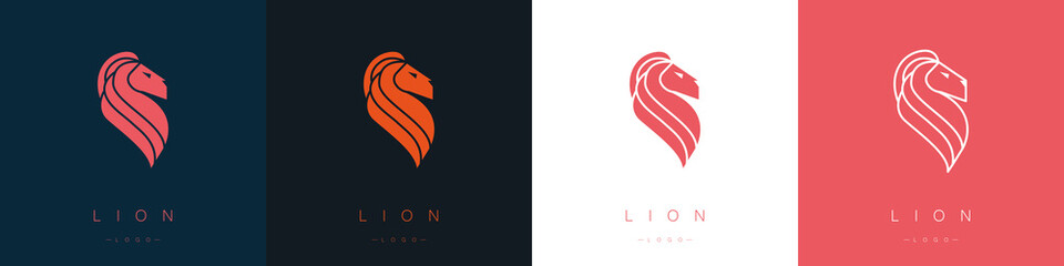 Set of lion logos. Vector illustration
